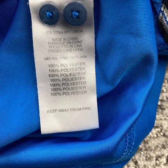 Vintage J. Lindberg Golf Shirt Men Large L Blue White Polo Pulls on Fabric Look - Picture 4 of 13